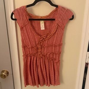 Coral Ruffled Blouse